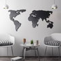 Wallity World Map Silhouette Escultura de pared de metal negra